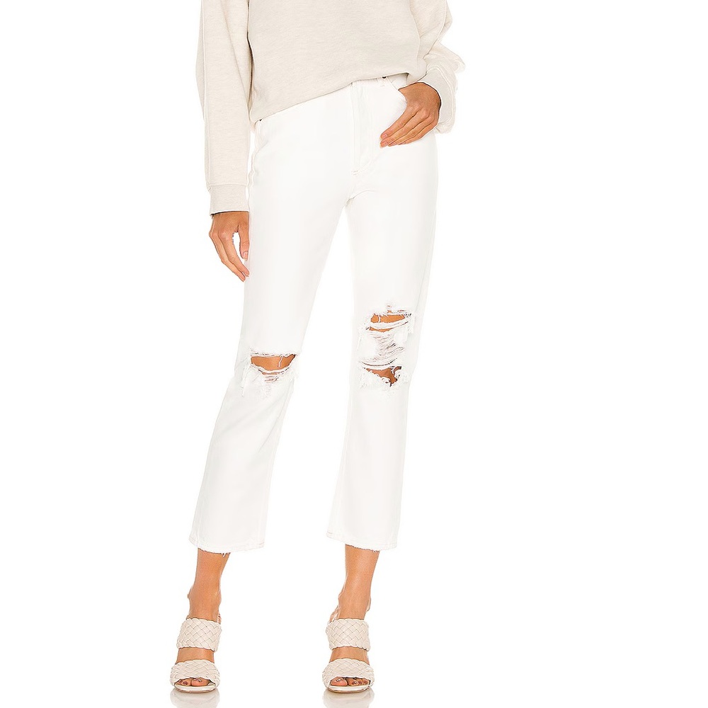 Agolde Riley High Rise Straight Cropped Distressed Jeans - 26 - Picture 2 of 7